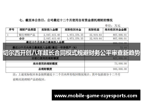 切尔西开创八年超长合同模式规避财务公平审查新趋势